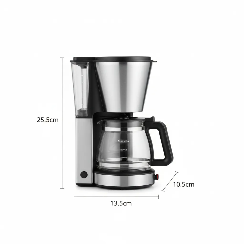ماكينة قهوة Macnoa MacDrip V2 MD-24MD20-SL فضية، تصميم أنيق، أبعاد 13.5 × 25.5 × 10.5 cm.